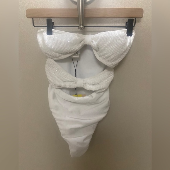 Adriana Degreas White Sequin High Leg Swimsuit - Picture 5 of 6